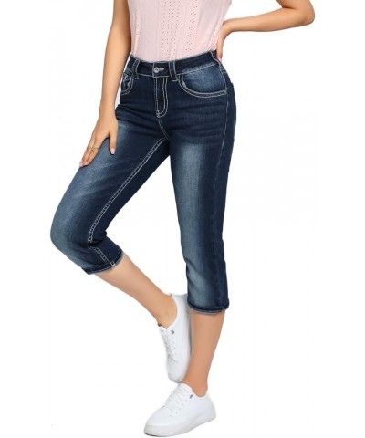 Women's Thick Seams Vintage Slim Fit Stretch Denim Crop Capri Jeans Vinay $17.70 Jeans