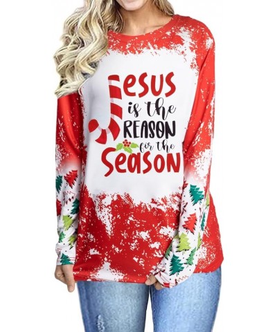 Christmas T Shirt for Women Funny Saying Xmas Tee Shirts Raglan Baseball Long Sleeve Gift Tee Tops Bleached-red $11.59 T-Shirts