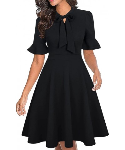 Women Summer Floral Ruffle Sleeve Wear to Work Church Wedding Guest Party Dresses Black $16.90 Others