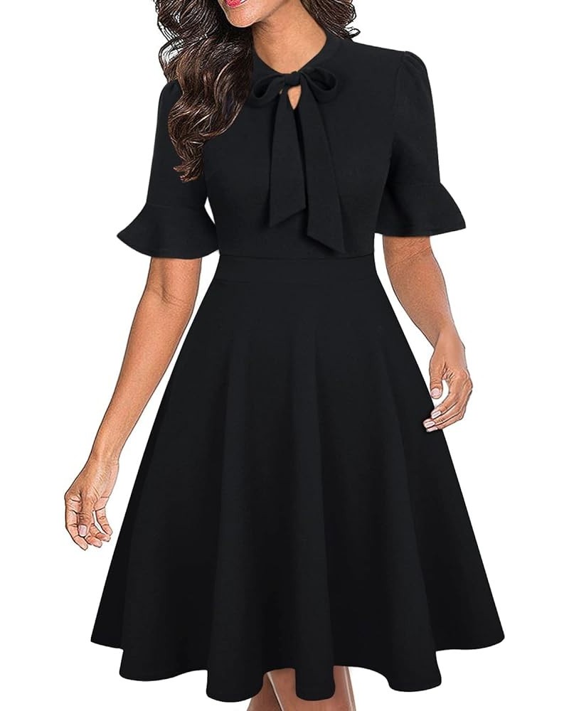 Women Summer Floral Ruffle Sleeve Wear to Work Church Wedding Guest Party Dresses Black $16.90 Others