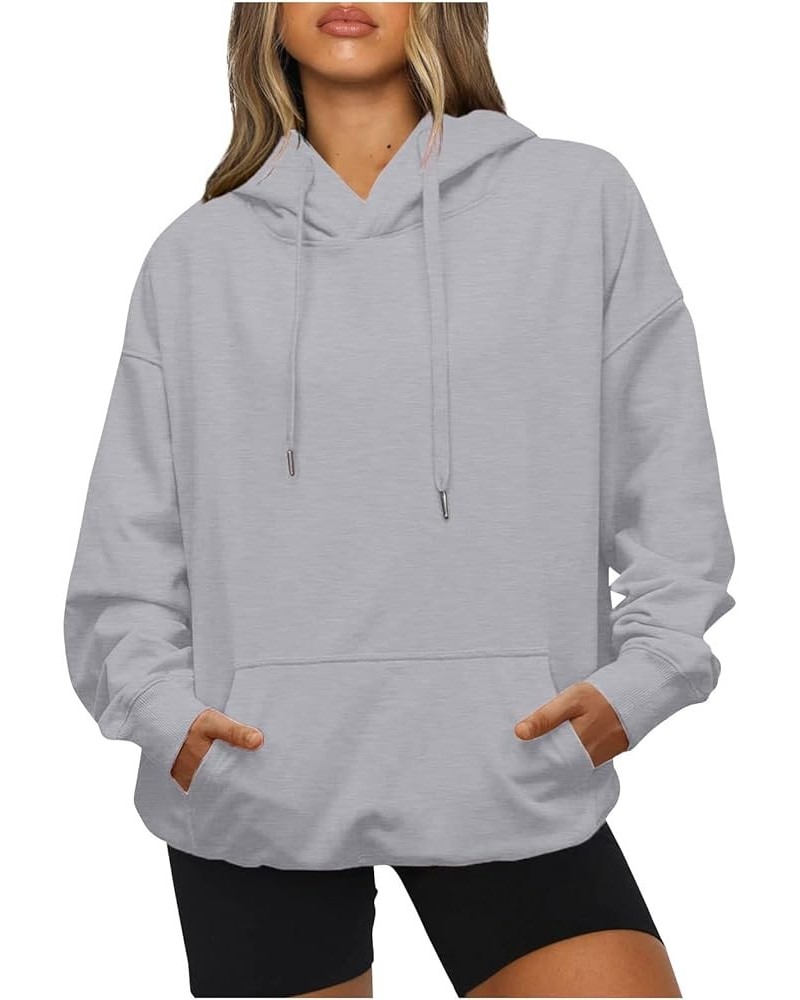 Hoodies for Women Oversized Hooded Sweatshirt Long Sleeve Loose Fit Pullover Drawstring Plus Size Tops with Pockets A-gray $8...