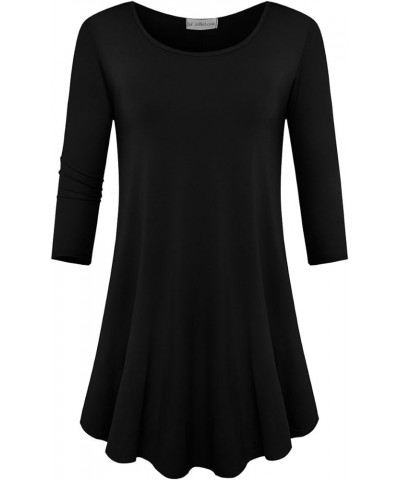 Womens 3/4 Sleeve Loose Fit Swing Tunic Tops Basic T Shirt Black $13.74 Tops