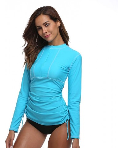 Women's UV Sun Protection UPF 50+ Long Sleeve Rash Guard Wetsuit Swimsuit Top Blue $17.69 Swimsuits