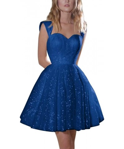 Spaghetti Straps Sparkly Homecoming Dresses Sweetheart Prom Dress Ball Gowns Short Vintage Mini Party Gowns Blue $30.80 Dresses