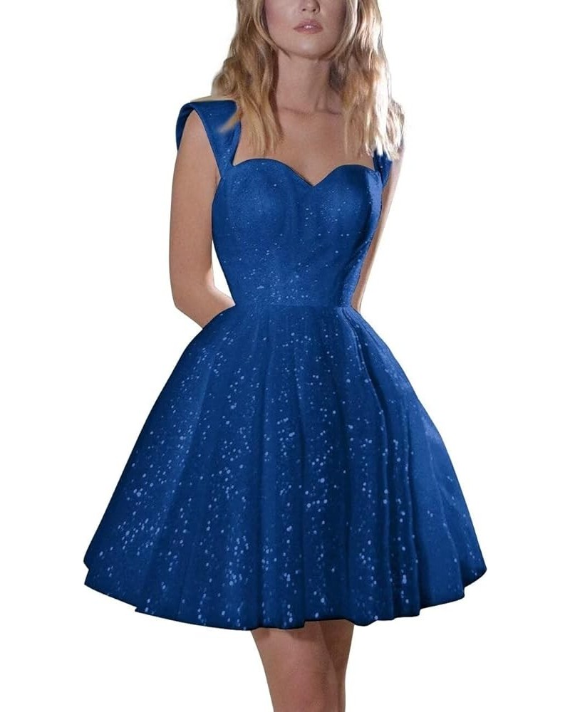 Spaghetti Straps Sparkly Homecoming Dresses Sweetheart Prom Dress Ball Gowns Short Vintage Mini Party Gowns Blue $30.80 Dresses