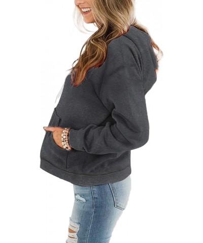 Womens Hoodies Comfy Fleece Long Sleeve Hooded Sweatshirt Pullover for Women Casual Tops with Pocket Solid Darkgray $10.19 Ho...