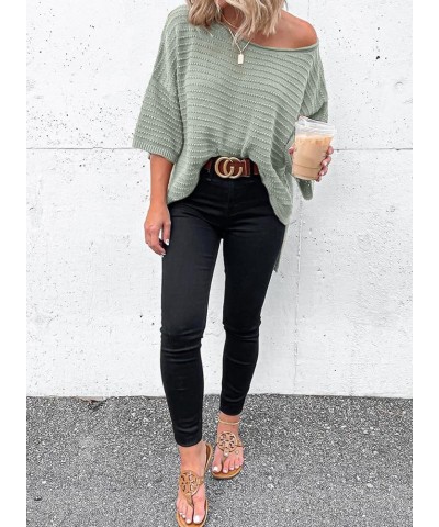 Womens Tunic Tops Casual Summer 3/4 Sleeve Crewneck Loose Knit Blouses Shirts Gray $13.19 Tops