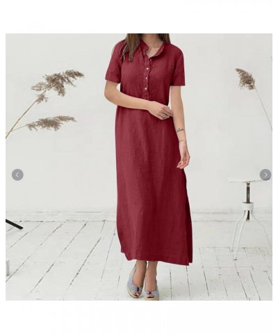 Plain Maxi Long Dress Women's Kaftan Cotton Long Sleeve Casaul Oversized Dress Aa1 Wine $10.01 Dresses