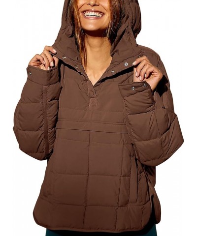 Womens Oversized Puffer Jacket Lightweight Quilted Jackets Zip Up Warm Padded Coat 03 Brown $20.24 Jackets