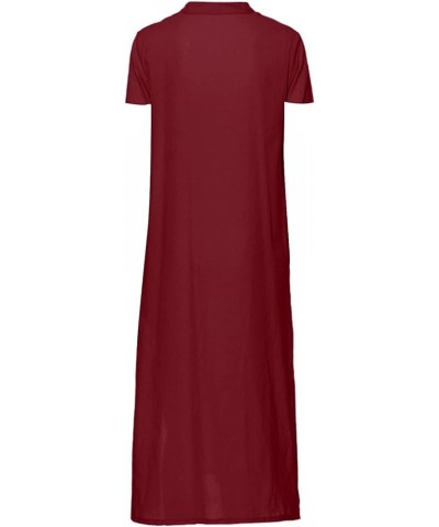 Plain Maxi Long Dress Women's Kaftan Cotton Long Sleeve Casaul Oversized Dress Aa1 Wine $10.01 Dresses