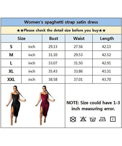 Women's Spaghetti Straps Satin Dress Sleeveless Backless Drawstring Ruched Midi Sexy Cocktail Party Dress Rose Red $19.71 Dre...