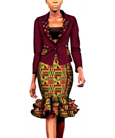 Women Africa Two Piece Set Casual Jacket Blouses & Knee Length Skirt Female Business Formal Skirt Suit Sets T2 $34.96 Suits