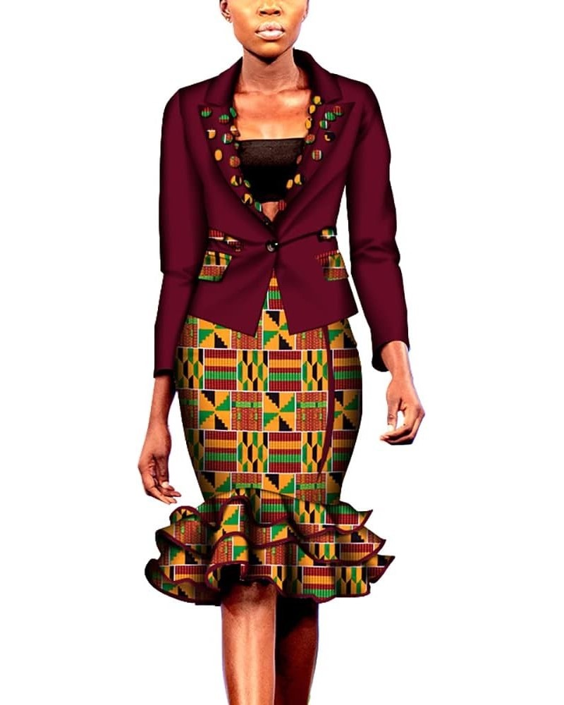 Women Africa Two Piece Set Casual Jacket Blouses & Knee Length Skirt Female Business Formal Skirt Suit Sets T2 $34.96 Suits