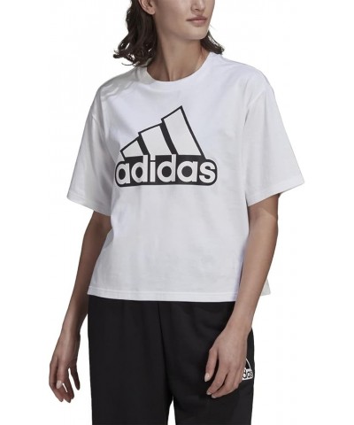 Women's Essentials Logo Cropped Loose Fit Tee White/White $11.26 Activewear