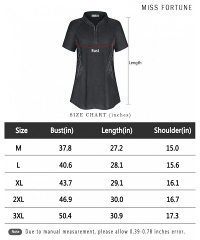 Women's Running Tops Zip Up Collarless Tennis Golf Shirts Yoga Gym Workout Tops Shirts Quick Dry Short Sleeve Black $16.50 Ac...