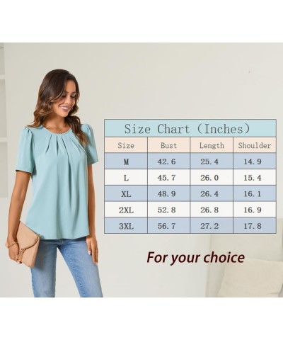 Womens Summer Basic Pleated Keyhole Back Crewneck Casual Trendy Blouse Shirts Tops Fl Rose White $10.59 Blouses