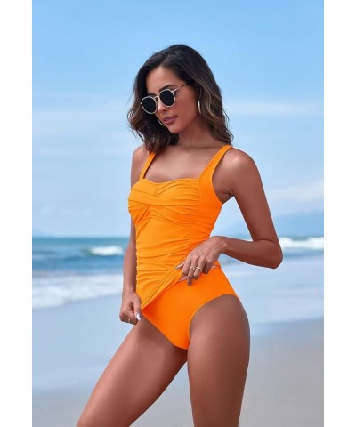 Women Tankini Bathing Suits Two Piece Tummy Control Ruched Tankini Tops High Waisted Bikini Bottom Modest Swimwear Vitality O...