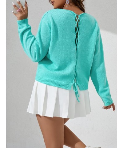 Women's Plus Size Casual Warm Sweater Plus Cable Knit Sweater Charming Mystery Special Beautiful (Color : Mint Blue, Size : X...