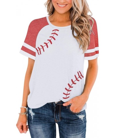 Womens Baseball Hoodies Long Sleeve Baseball Sweatshirt Pullover Loose Baseball Mom Shirts J2-white and Light Red $14.49 Hood...