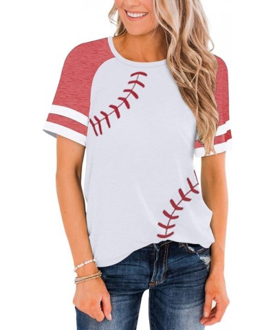 Womens Baseball Hoodies Long Sleeve Baseball Sweatshirt Pullover Loose Baseball Mom Shirts J2-white and Light Red $14.49 Hood...