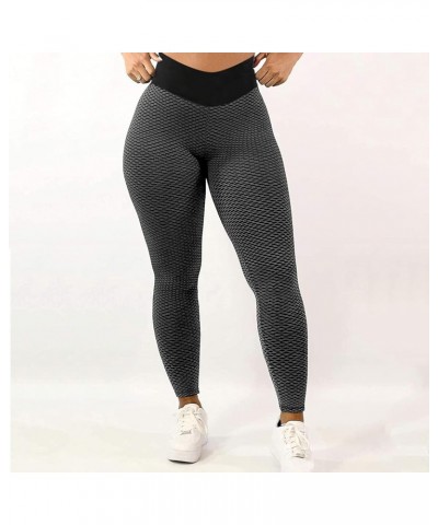 Featur123C Women's High Waist Yoga Pants Summer Casual Printed Trouses Ruched Butt Lifting Stretchy Workout Jeans Pant 04 Bla...