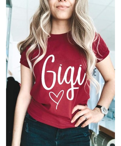 Gigi Shirts for Grandma Women Gigi Heart Graphic Tshirts Tops Letter Printed Short Sleeve Mimi Tees Shirt Red $9.17 T-Shirts