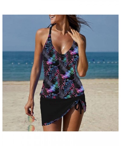 2023 Women's Swimwear Tankini 2 Piece Normal Swimsuit High Waisted Green White Blue Golden Black Padded V Wire Purple $7.83 S...