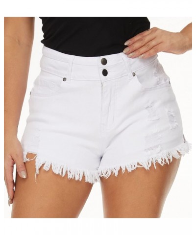 Womens Plus Size Stretchy Jean Shorts High Waisted Summer Casual Denim Short C-05white $14.99 Shorts