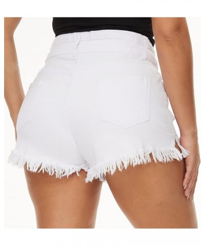 Womens Plus Size Stretchy Jean Shorts High Waisted Summer Casual Denim Short C-05white $14.99 Shorts