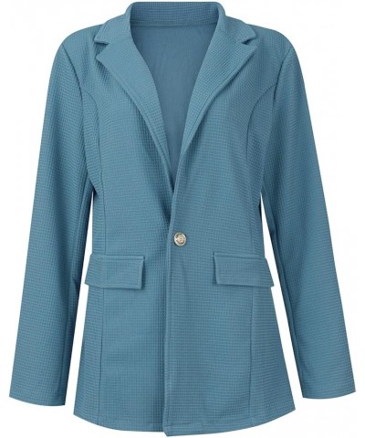 Women's Long Winter Coats for Women Casual Solid Color Single Button Lapel Sleeve Slim Work Coat Jacket Coats 4-blue $11.43 J...