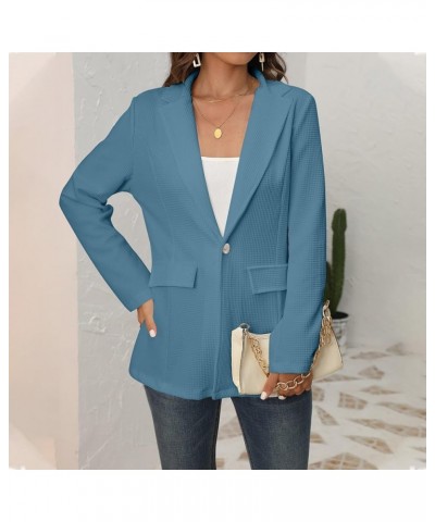 Women's Long Winter Coats for Women Casual Solid Color Single Button Lapel Sleeve Slim Work Coat Jacket Coats 4-blue $11.43 J...