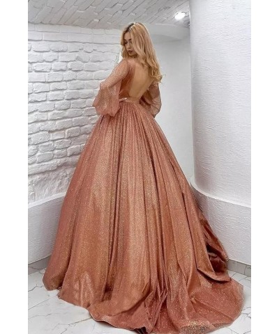 Long Sleeve Ball Gown Puffy Sleeve Prom Dresses 2024 Sparkly Evening Gown for Women Formal White $38.85 Dresses