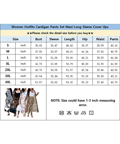 Women 2 Piece Outfits Plus Size Long Sleeve Maxi Cardigan Duster Pants Set Casual Cover Ups(S-4XL) $20.68 Suits