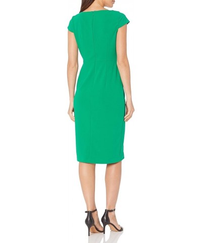 Women's Cap Sleeve Stretch Crepe Slit Sheath Dress Evergreen $36.58 Dresses