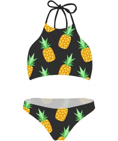 Fashion Summer Women Two Piece Swimsuit High Waisted Bikini Set Pineapple-0145 $14.74 Swimsuits