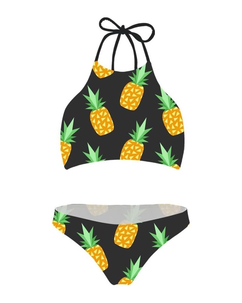 Fashion Summer Women Two Piece Swimsuit High Waisted Bikini Set Pineapple-0145 $14.74 Swimsuits