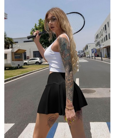 Women's Golf Tennis Skirt High Waist Pleated Workout Sports Skorts Skirts with Pocket Shorts Black $11.00 Skorts