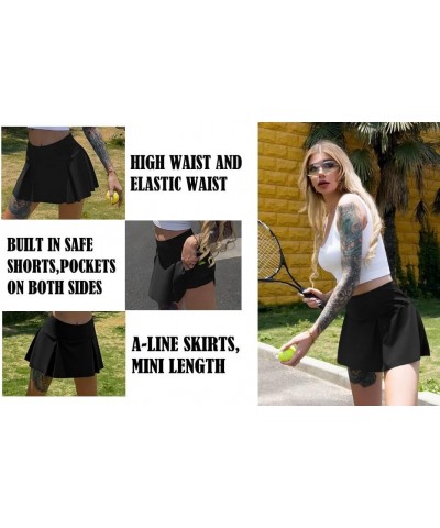 Women's Golf Tennis Skirt High Waist Pleated Workout Sports Skorts Skirts with Pocket Shorts Black $11.00 Skorts