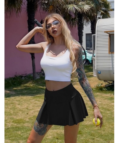 Women's Golf Tennis Skirt High Waist Pleated Workout Sports Skorts Skirts with Pocket Shorts Black $11.00 Skorts