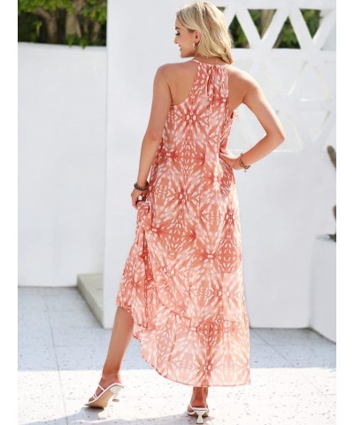 Womens Summer High Low Ruffle Maxi Dress Spaghetti Strap Print Flowy Beach Long Dress Print Yellow $24.90 Dresses