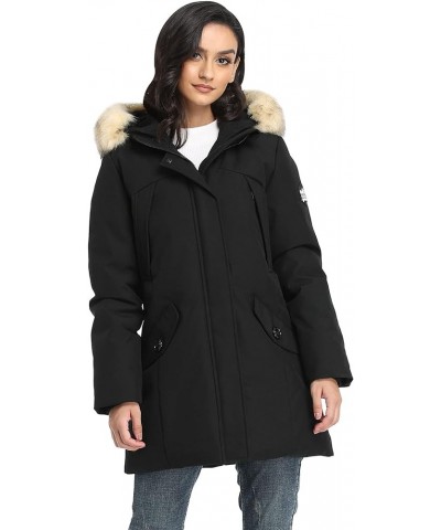 Hooded Winter Coat for Women, Water-resistant Thicken Warm Vegan Down Quilted Parka XS-XXL Matte Black Color $27.30 Jackets