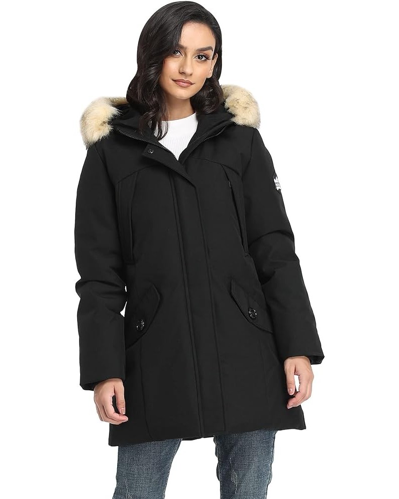 Hooded Winter Coat for Women, Water-resistant Thicken Warm Vegan Down Quilted Parka XS-XXL Matte Black Color $27.30 Jackets