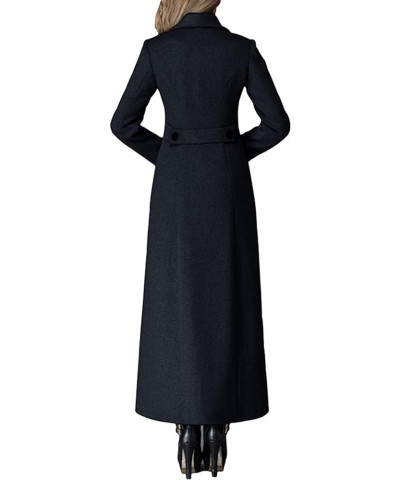 Autumn Winter Women's Elegant Double-Breasted Wool Coat Long Overcoat Jacket Black $97.00 Coats