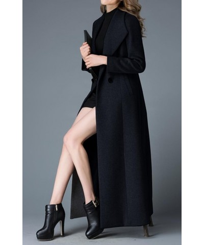 Autumn Winter Women's Elegant Double-Breasted Wool Coat Long Overcoat Jacket Black $97.00 Coats