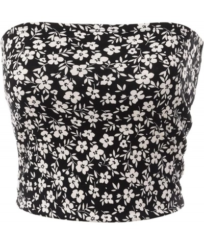 Women's Casual Strapless Basic Sexy Tube Top C Flo Black4 Print $10.56 Tanks