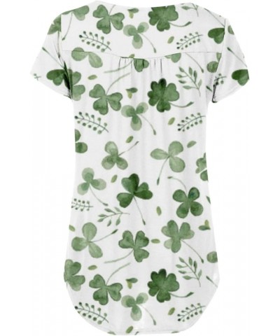 Women's Basic V Neck Button St Patricks Day Shirt Short Sleeve T Shirts Summer Casual Tee Tunic Tops 035-green $9.35 T-Shirts