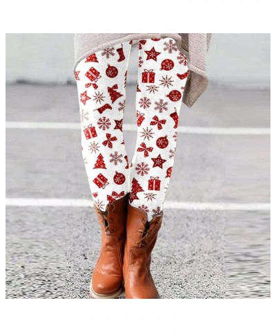 Leggings for Women High Waist Winter Pants Tummy Control Brushed Stretch Graffiti Print Tights Warm Ankle-Length Pant Z02-whi...