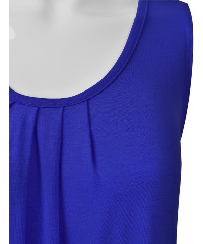 Women's Pleated Scoop Neck Sleeveless Stretch Basic Soft Tank Top (S-3X) Ett001_royalblue $10.91 Tanks