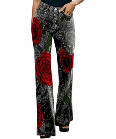 Long Jeans for Women Tall Womens Comfortable Floral Prints Slit Casual Commuting Denim Pants Light Wash Jeans Women Jeans2-re...