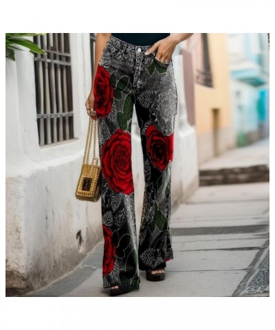 Long Jeans for Women Tall Womens Comfortable Floral Prints Slit Casual Commuting Denim Pants Light Wash Jeans Women Jeans2-re...